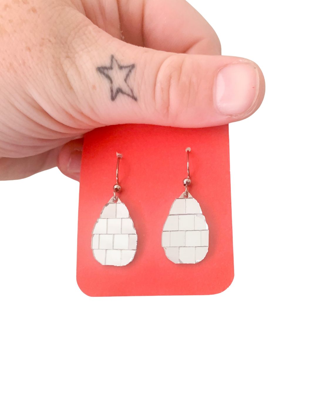Silver Teardrop Disco Earrings