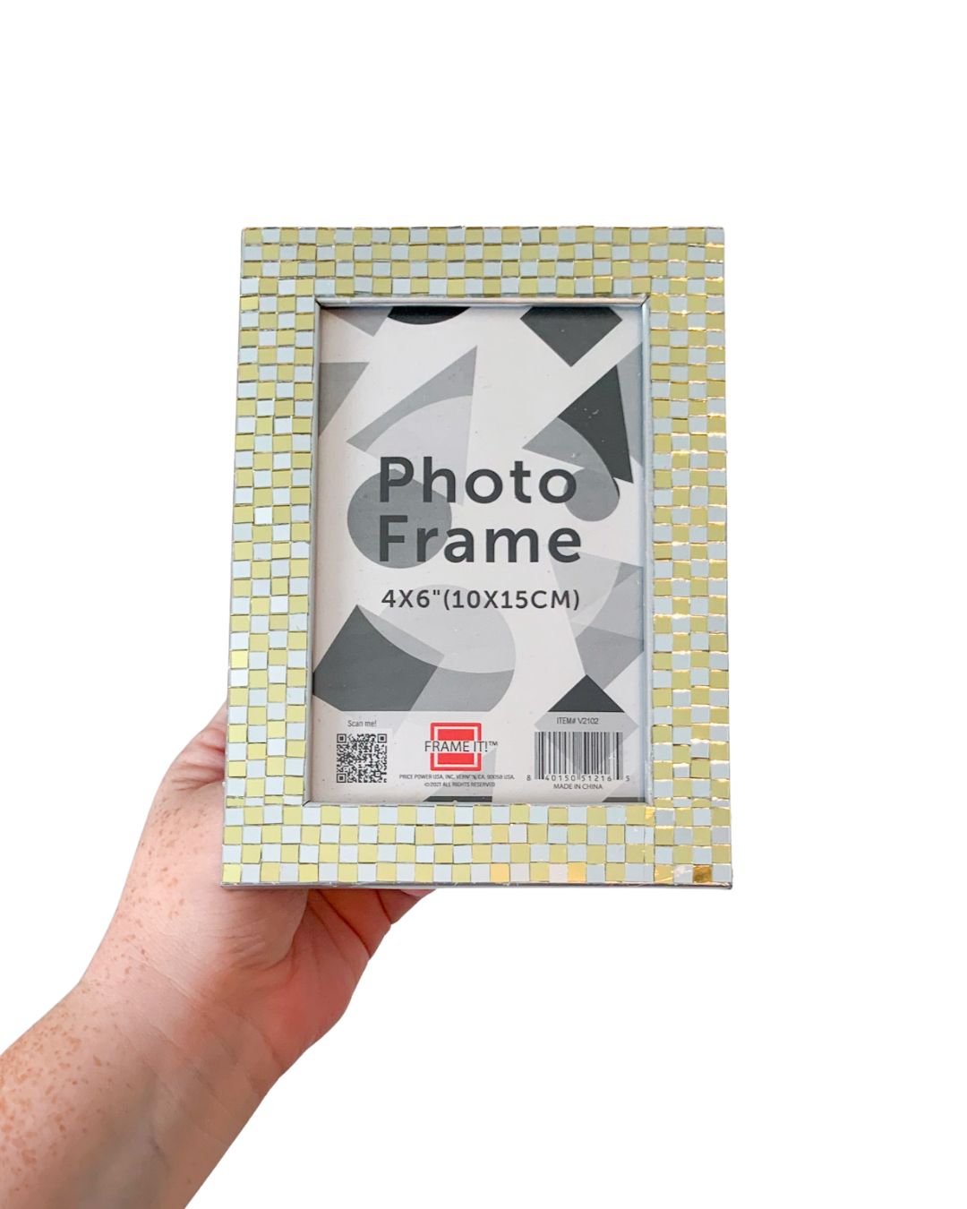 Gold and Silver Checker Disco Frame 7.5" x 5.5"