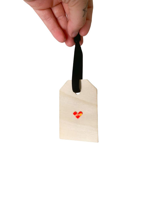 Disco Heart Wood Tag Ornament