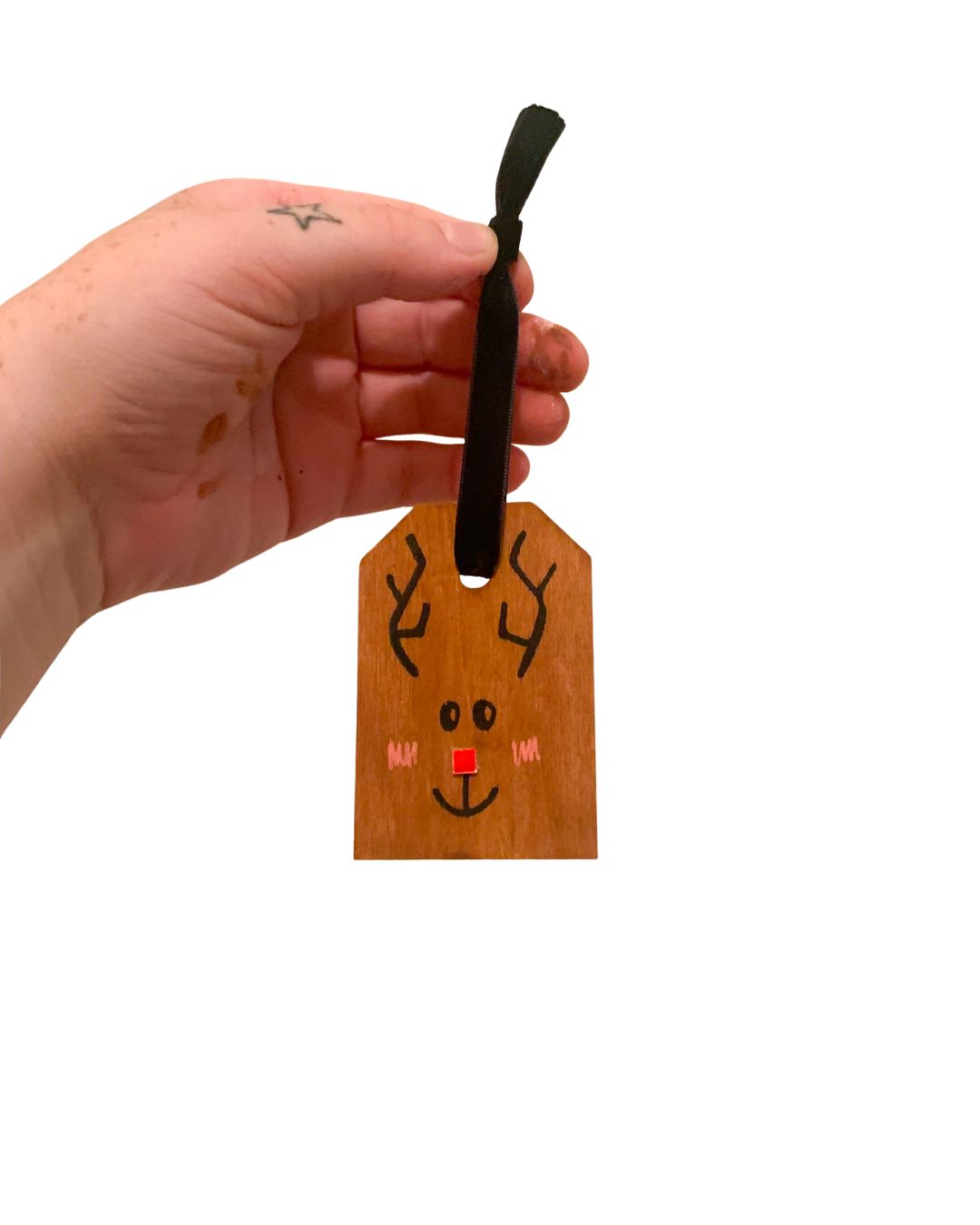 Reindeer Wood Tag Ornament